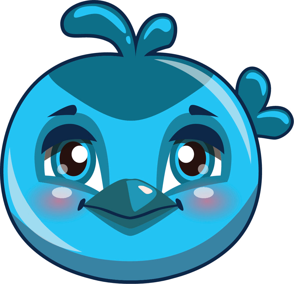 Cute Baby Bird Chick Face Cartoon Emoji - Blue Vinyl Decal Sticker ...