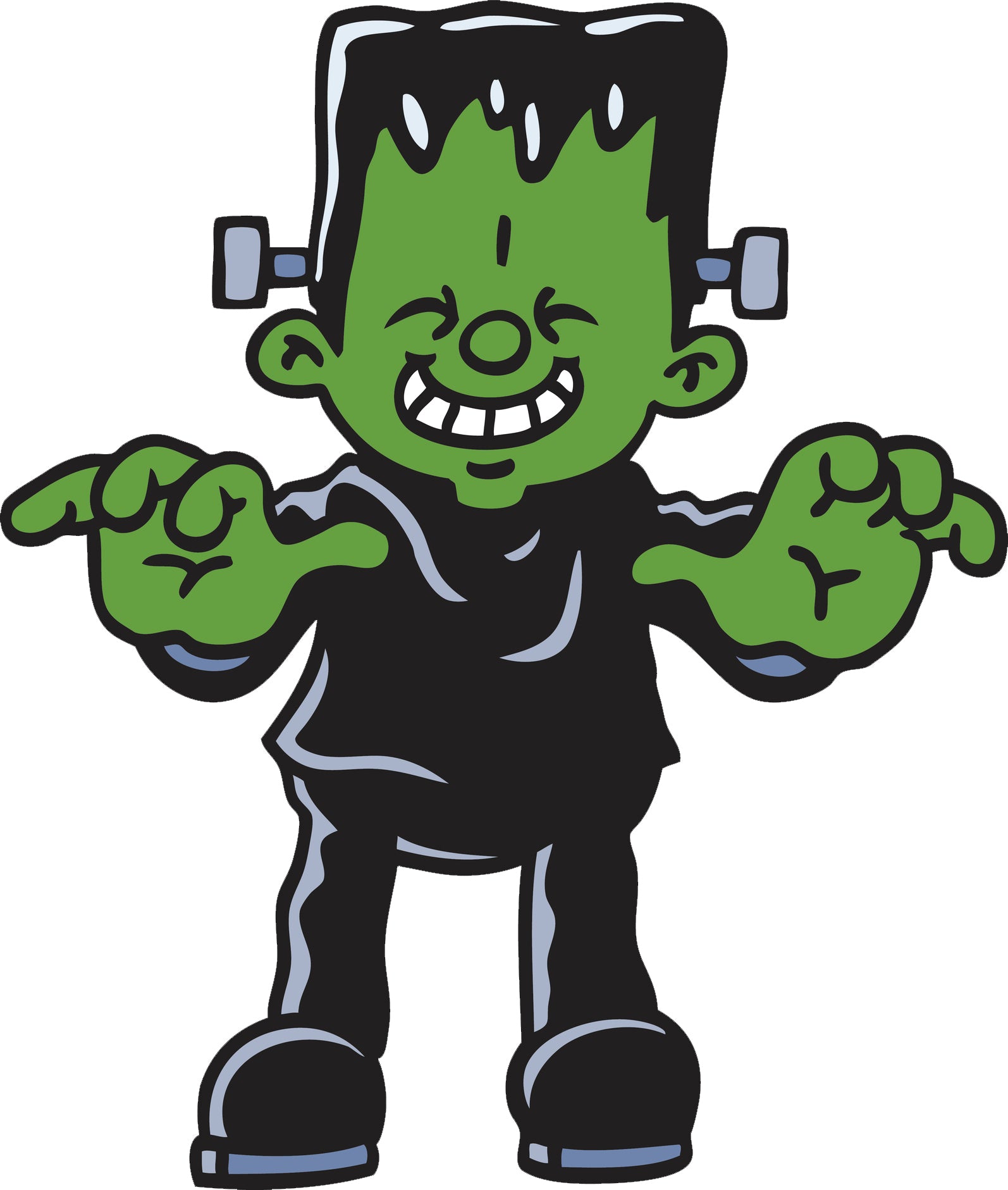 Cute Happy Halloween Kid Frankenstein Cartoon Vinyl Decal Sticker