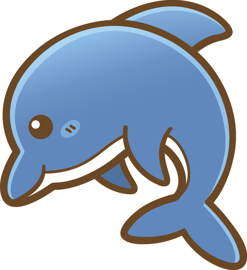 Cute Happy Kawaii Sea Creature Life Animal Cartoon Emoji - Dolphin Vin