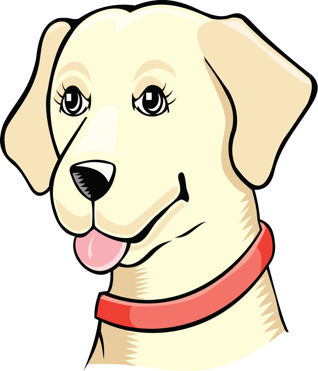 Cute Happy Smiling Pen Art Puppy Dog Cartoon - Labrador Retriever Viny