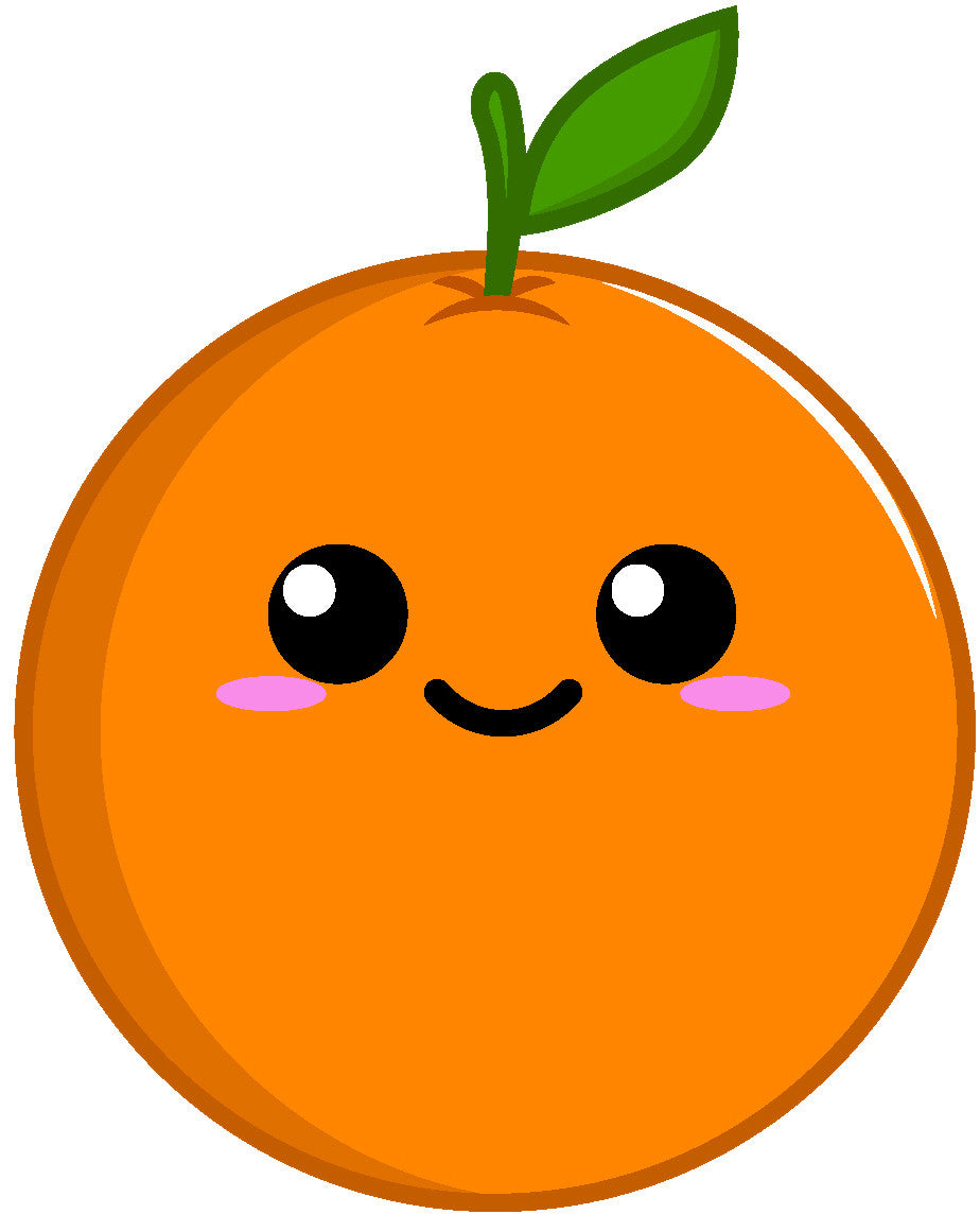 Cute Kawaii Anime Fruit Cartoon Emoji - Orange #4 Vinyl Decal Sticker - Shinobi Stickers
