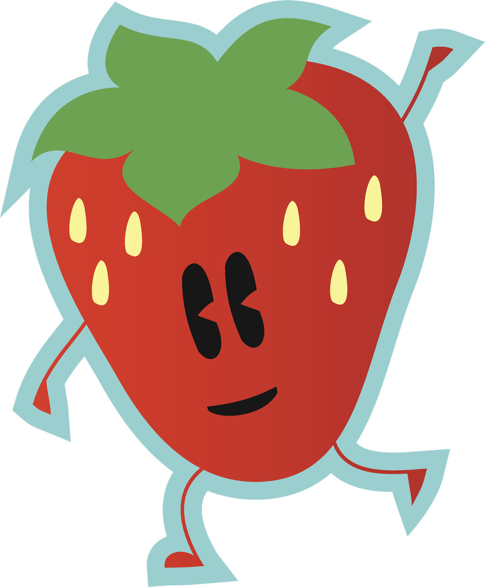 Cute Kawaii Dancing Fruit Cartoon Emoji Strawberry Vinyl Decal Stick Shinobi Stickers 5822