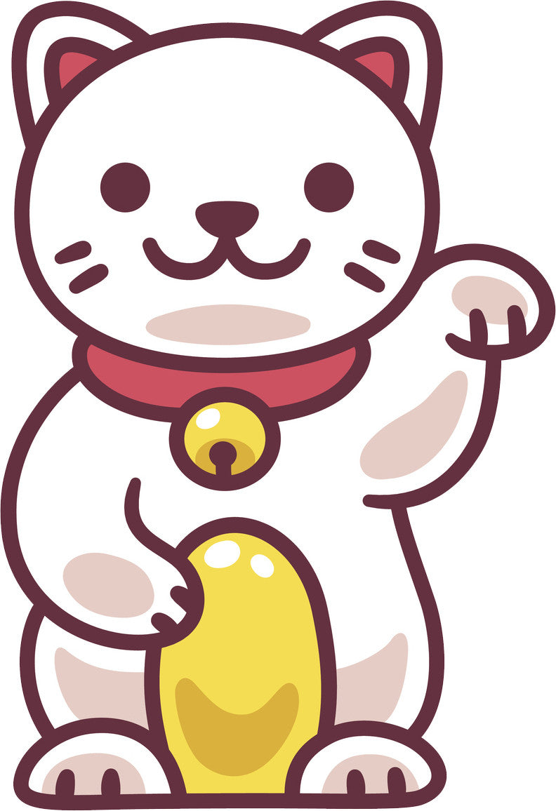 Cute Kawaii Maneki Neko Kitty Cat Cartoon Emoji Vinyl Decal Sticker ...