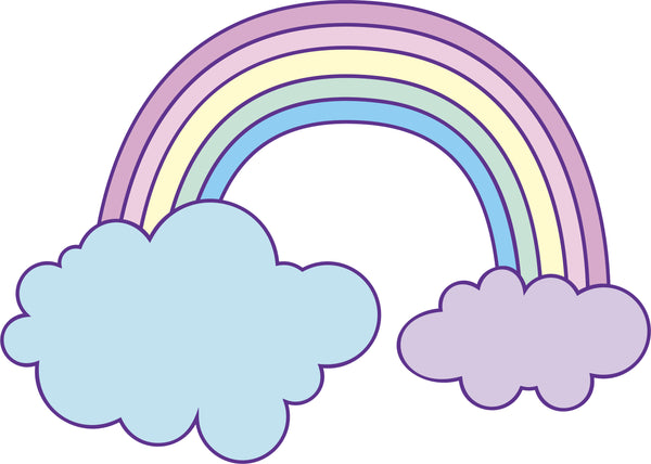 Cute Pastel Rainbow in Clouds Cartoon Icon Vinyl Decal 