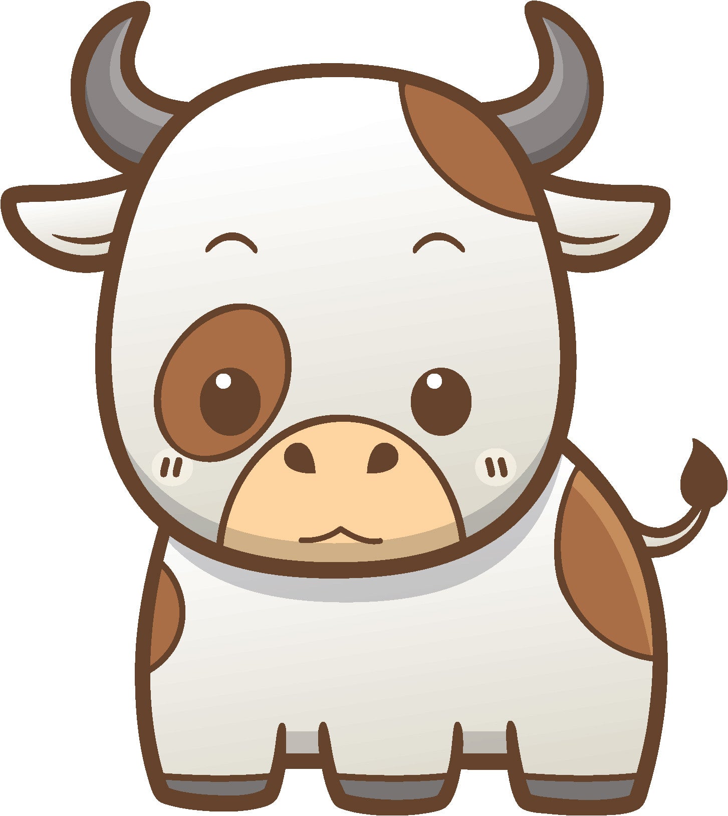 Cute Simple Kawaii Farm Animal Cartoon Icon - Cow Vinyl Decal Sticker - Shinobi Stickers