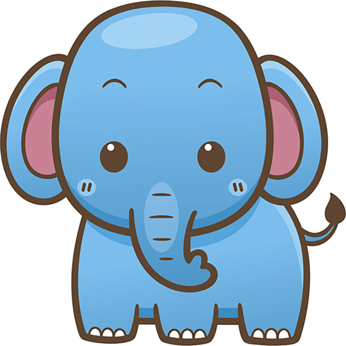 Cute Simple Kawaii Wild Animal Cartoon Icon - Elephant Vinyl Decal Sti