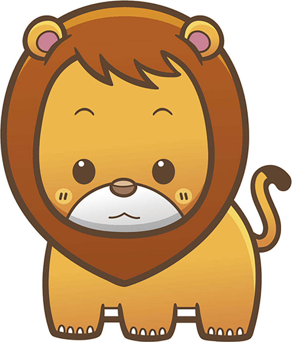 Cute Simple Kawaii Wild Animal Cartoon Icon - Lion Vinyl Decal Sticker