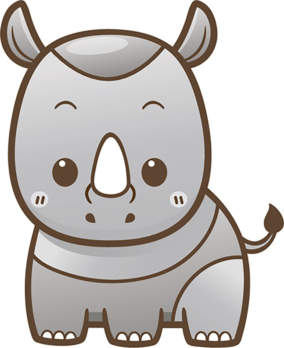 Cute Simple Kawaii Wild Animal Cartoon Icon - Rhino Vinyl Decal Sticke