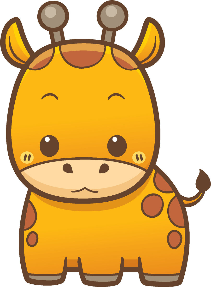 Cute Simple Kawaii Zoo Animal Cartoon Icon - Giraffe Vinyl Decal Stick