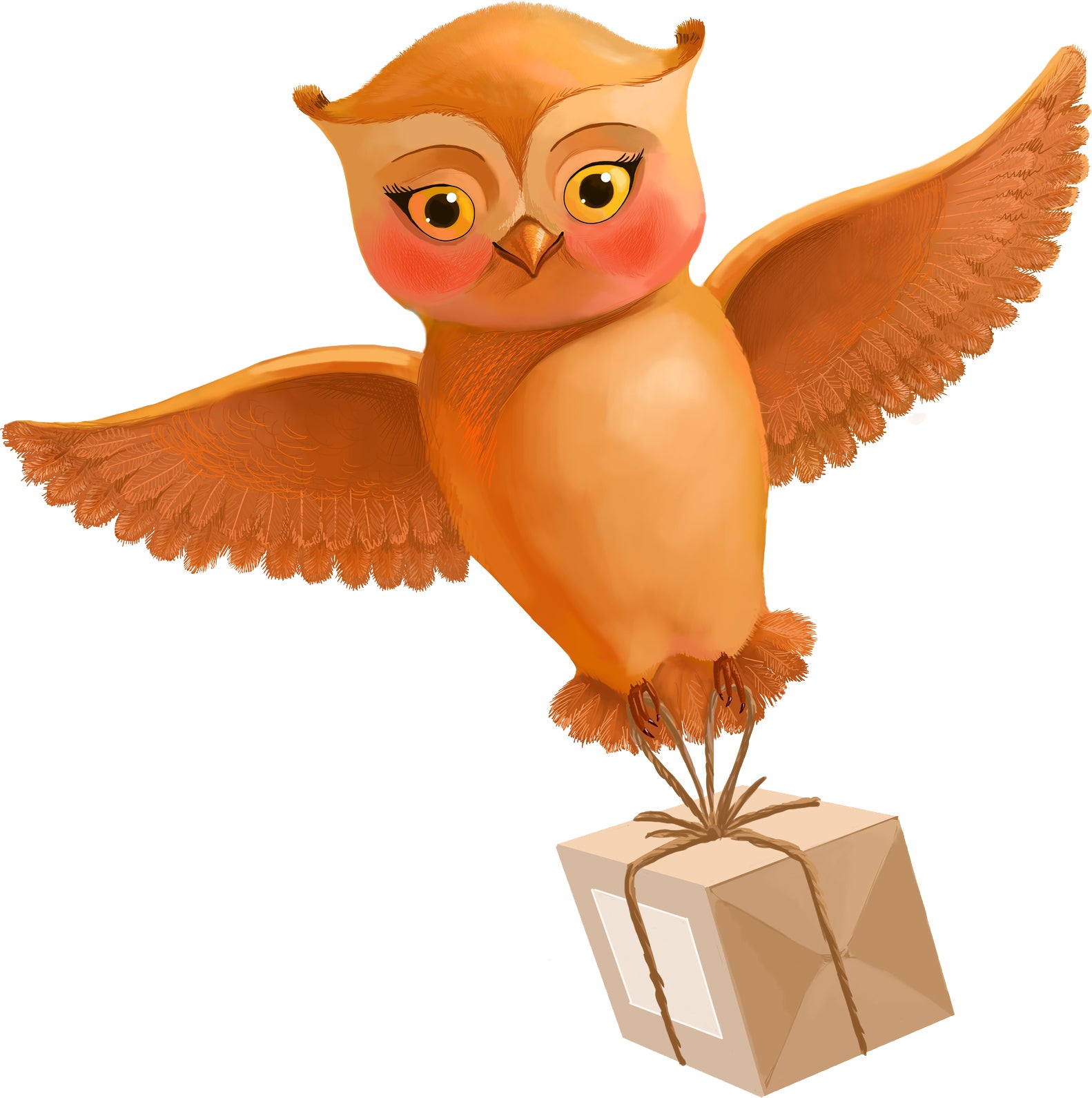 Elegant Orange Flying Mail Owl Cartoon Vinyl Decal Sticker – Shinobi ...