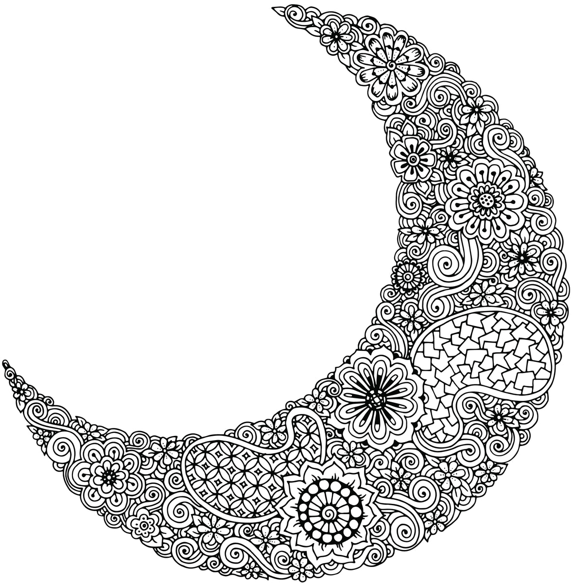 Floral Patterned Crescent Moon Vinyl Decal Sticker – Shinobi Stickers