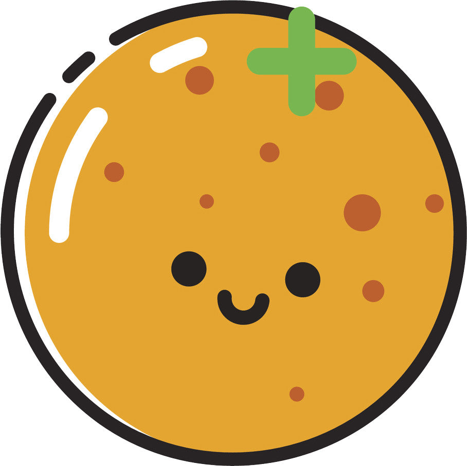 Happy Cute Kawaii Fruit Cartoon Emoji  Orange  Vinyl Decal 