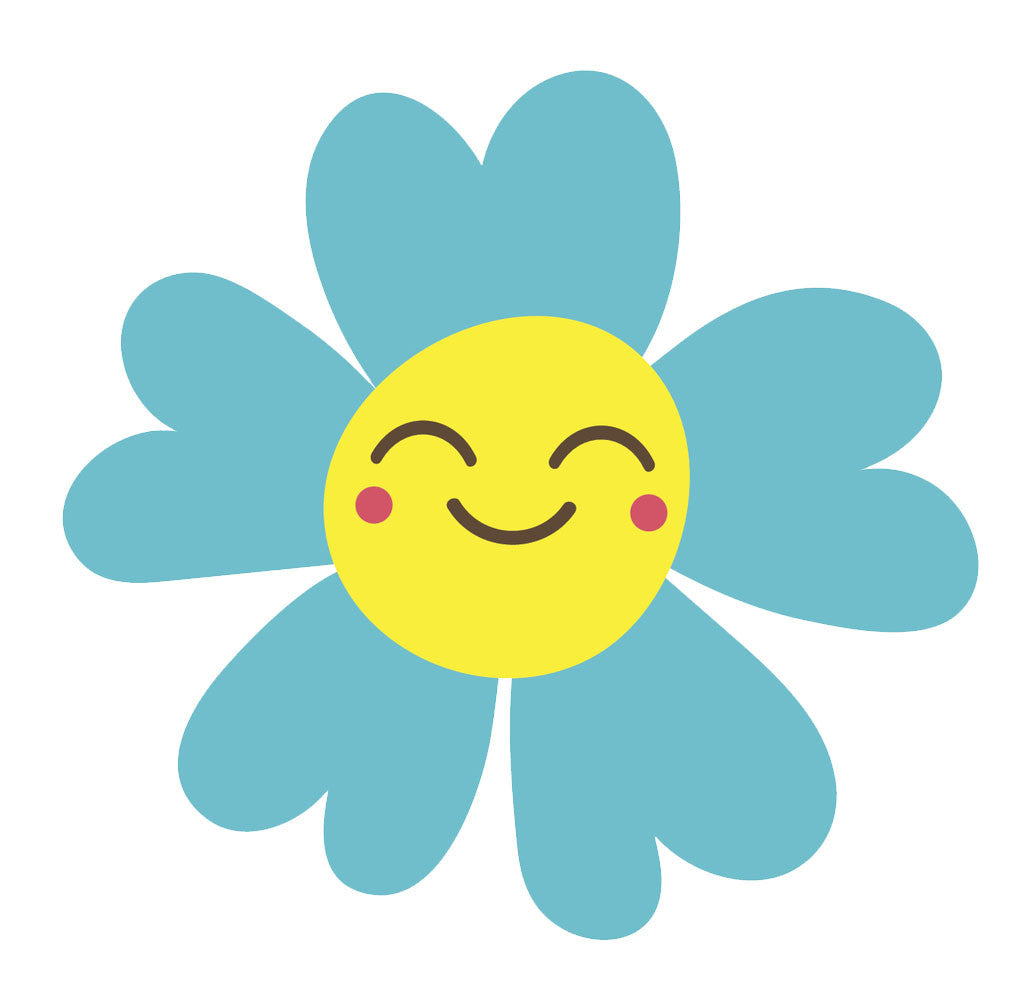 Happy Flower Emoji Teal Daisy Vinyl Decal Sticker Shinobi Stickers