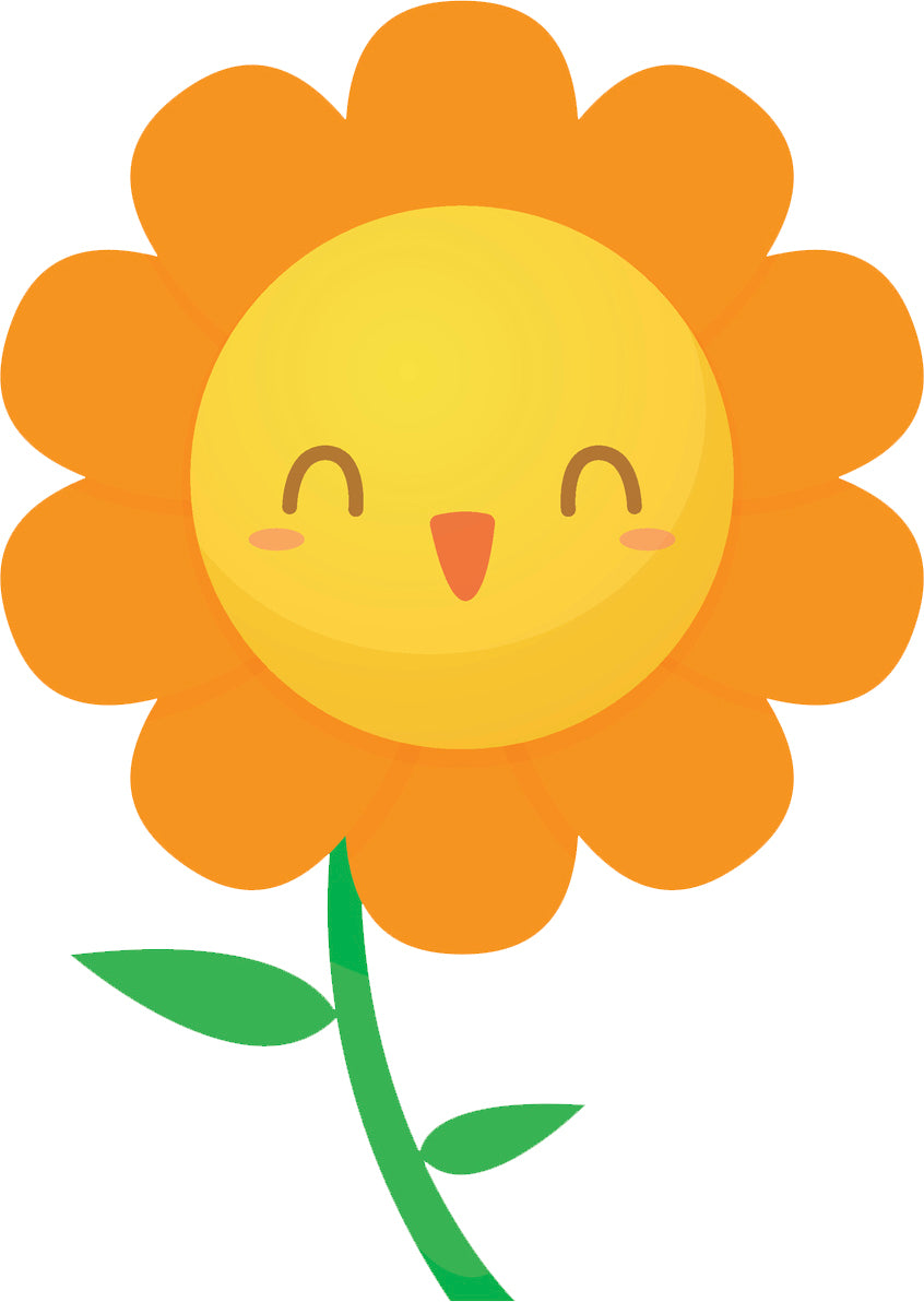 Happy Silly Kawaii Cute Orange Flower Cartoon Vinyl Decal Sticker