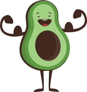 Happy Silly Strong Veggie Vegetable Cartoon Emoji - Avocado Vinyl Deca ...