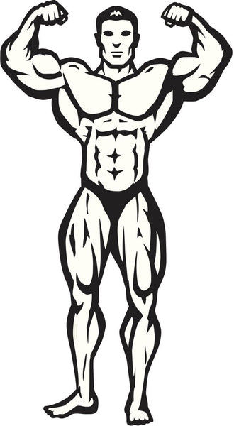 male bodybuilder muscle pose black white vinyl decal sticker shinobi stickers