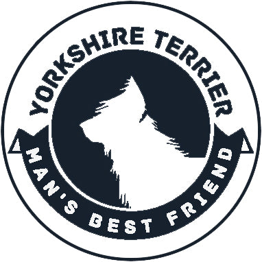 Pure Breed Puppy Dog Silhouette with Man's Best Friend Banner Icon #1 - Yorkshire Terrier Vinyl Decal Sticker
