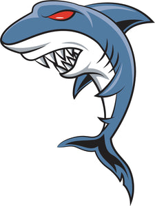 Scary Evil Hungry Angry Aggressive Ocean Shark Cartoon Vinyl Decal Sti ...