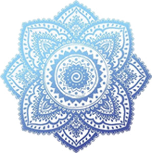 Pretty Blue Ombre Zen Yogi Yoga Peace Symbol Cartoon - Mandala Flower Vinyl Decal Sticker