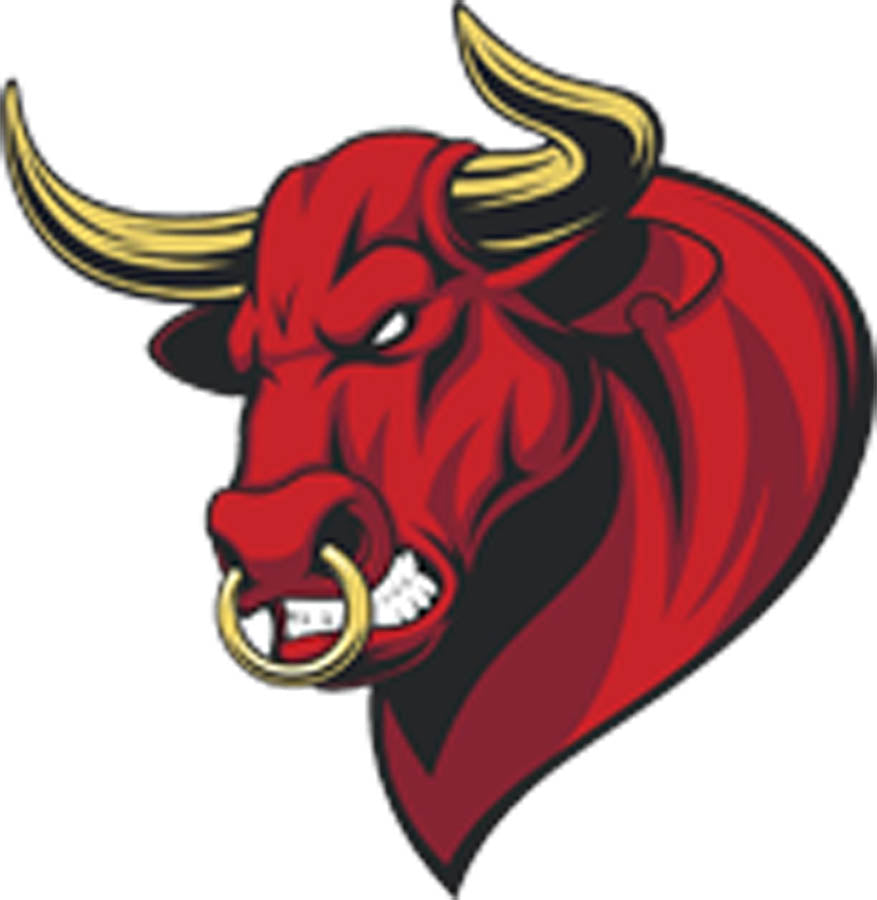 Red Angry Bull with Golden Horn and Nose Ring Cartoon Vinyl Decal Stic