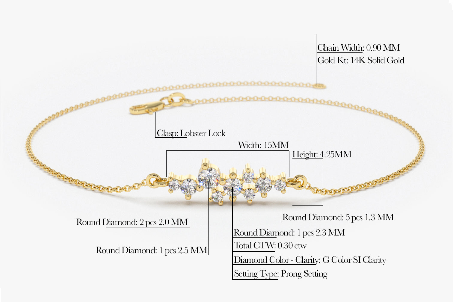 14k Diamond Cluster Bracelet – FERKOS FJ