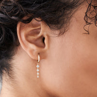 14k Dangling Diamond Drop Earrings