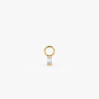 14k Single Baguette Hoop Charm