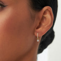 14k Diamond Flower Hoop Charm