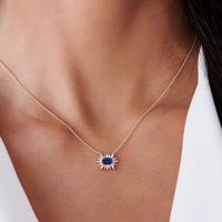 14k Tapered Baguette Diamond & Sapphire Necklace