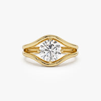 1.50 ctw 14k Split Shank Unique Round Lab Grown Diamond Engagement Ring - Bella