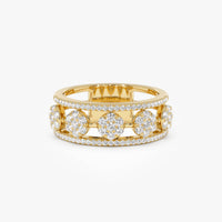 14K Circle Cluster Diamond Band Ring