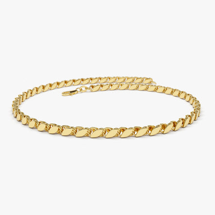 14k Yellow Gold Solid Oval Link Bracelet - deJonghe Original Jewelry