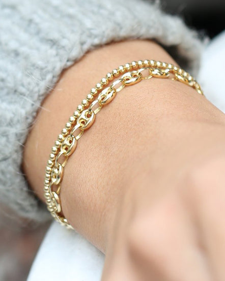 14k Gold Figaro Chain Bracelet – FERKOS FJ