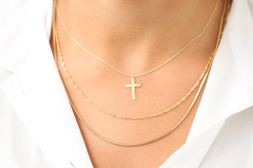 14K Gold Singapore Chain Necklace FERKOS FJ