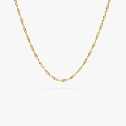 14k Solid Gold Tiny Paper Clip Link Necklace – FERKOS FJ