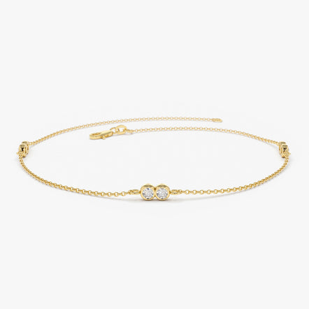 14K Gold Dainty Quad Diamond Bracelet