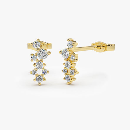 14K Gold Criss Cross X Diamond Earring Studs – FERKOS FJ