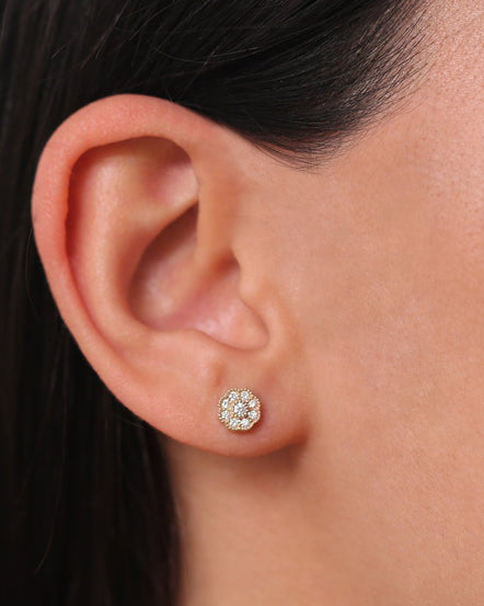 14K Gold Diamond Flower Earrings – FERKOS FJ