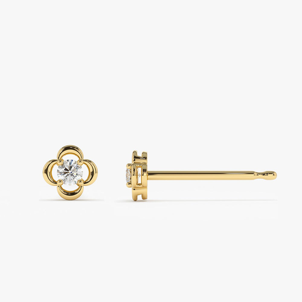 14k  Diamond Clover Earrings