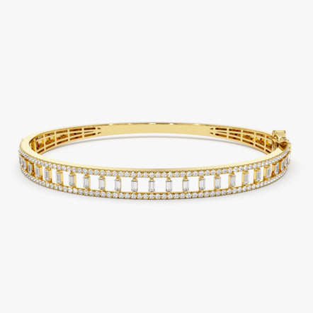 14K Gold Dainty Baguette Diamond Bracelet
