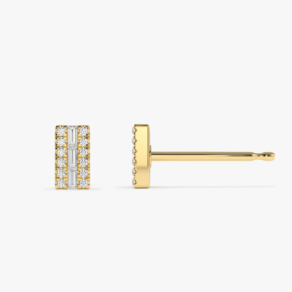 14K Baguette Diamond Bar Earrings