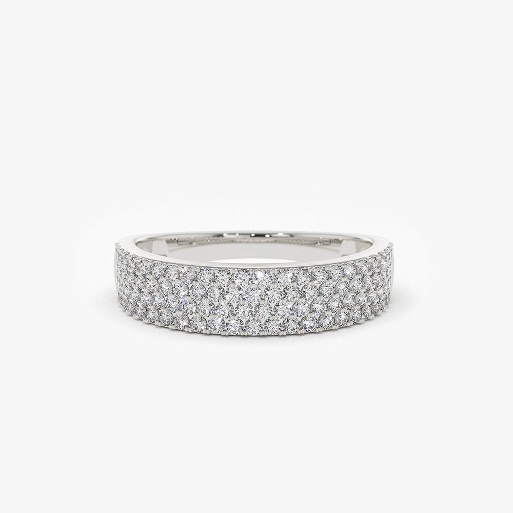 14k Half Eternity 4 Row Micro Pave Wedding Band – FERKOS FJ