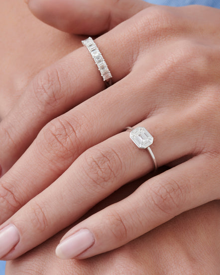 BIG 4 Carat Emerald Cut Diamond Faceup F VVS Natural Diamonds Pie-Cut Gold  Ring | eBay