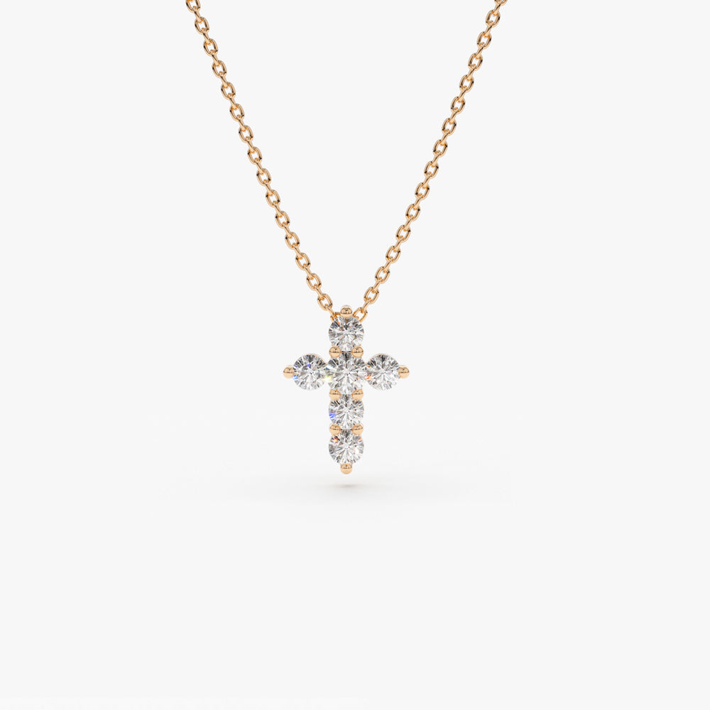 Diamondere Natural and Certified Diamond Cross Petite Necklace in