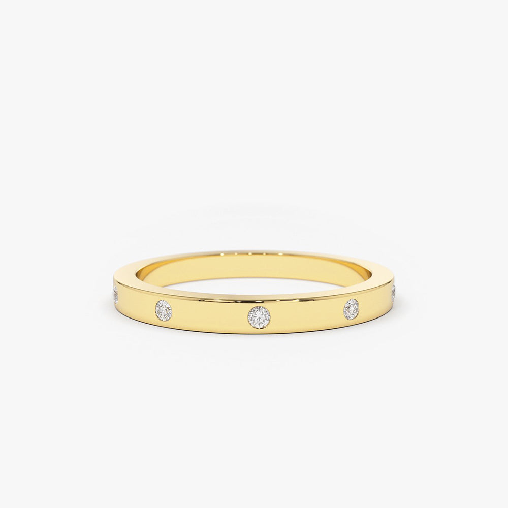 14K Burnish Set Diamond Wedding Ring – FERKOS FJ