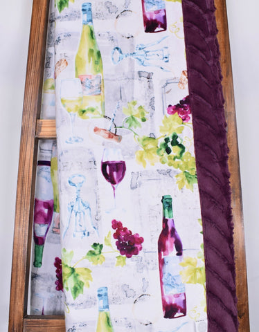Wine glass and Bottle Minky Blanket