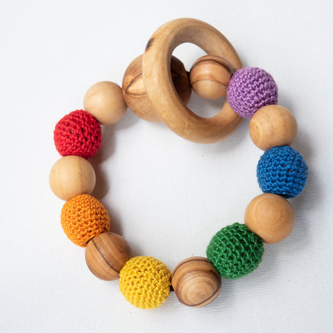 Teething Bracelet Made from Olivewood in Bethlehem | Little Olea | Handmade Palestine