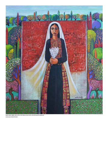 Bride wearing Palestinian Thobe - Art Poster 