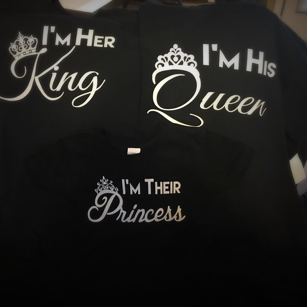 Family King Queen Princess Or Prince T Shirt White Graphics