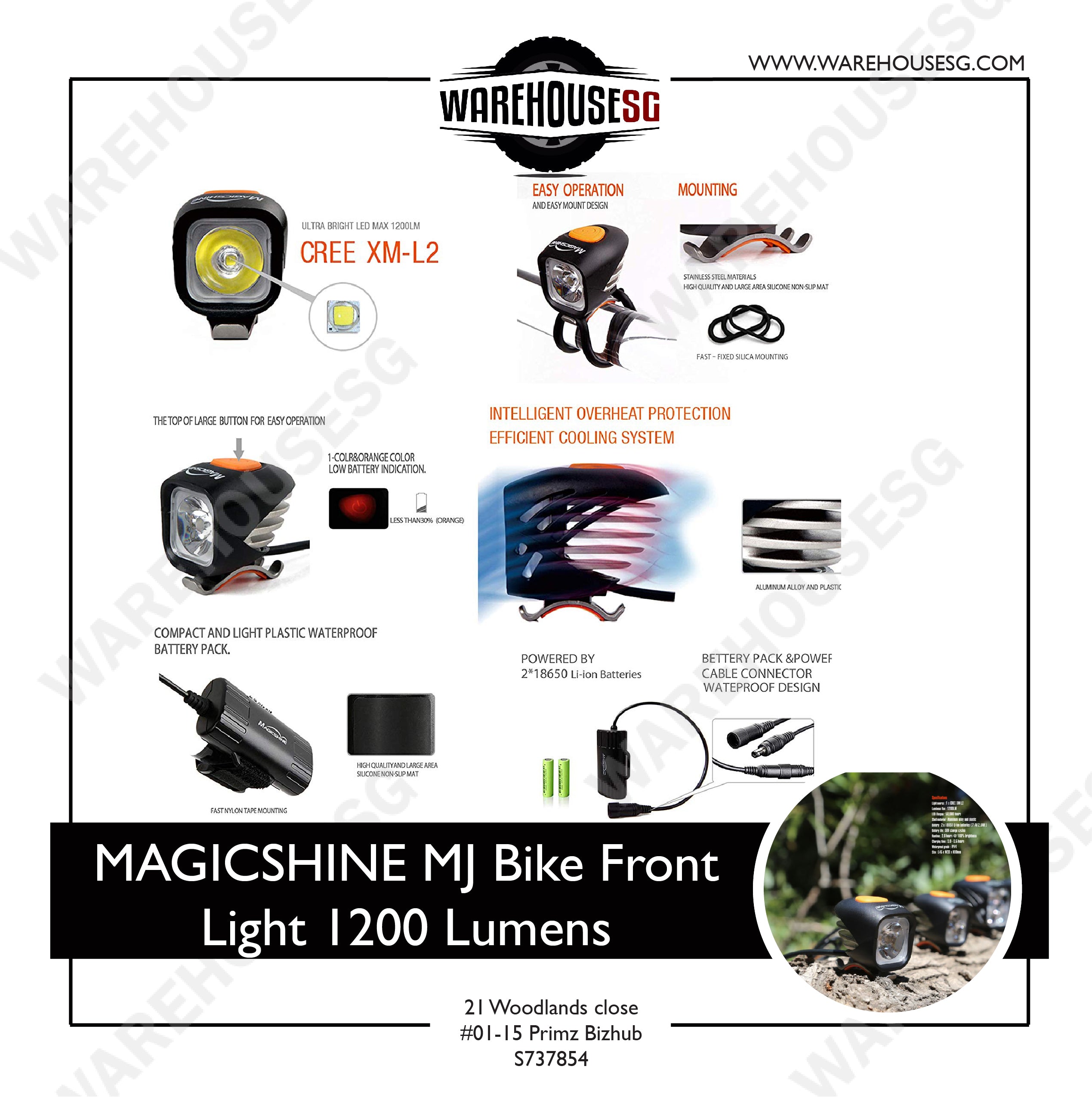 bike front light with battery pack